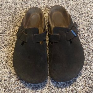 Birkenstock Dark Brown Suede Clogs